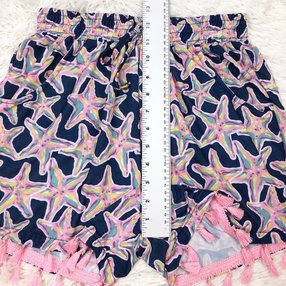 Simply Southern Blue Starfish Print Tassel Hem High Waisted Shorts Size S/M - Picture 5 of 7
